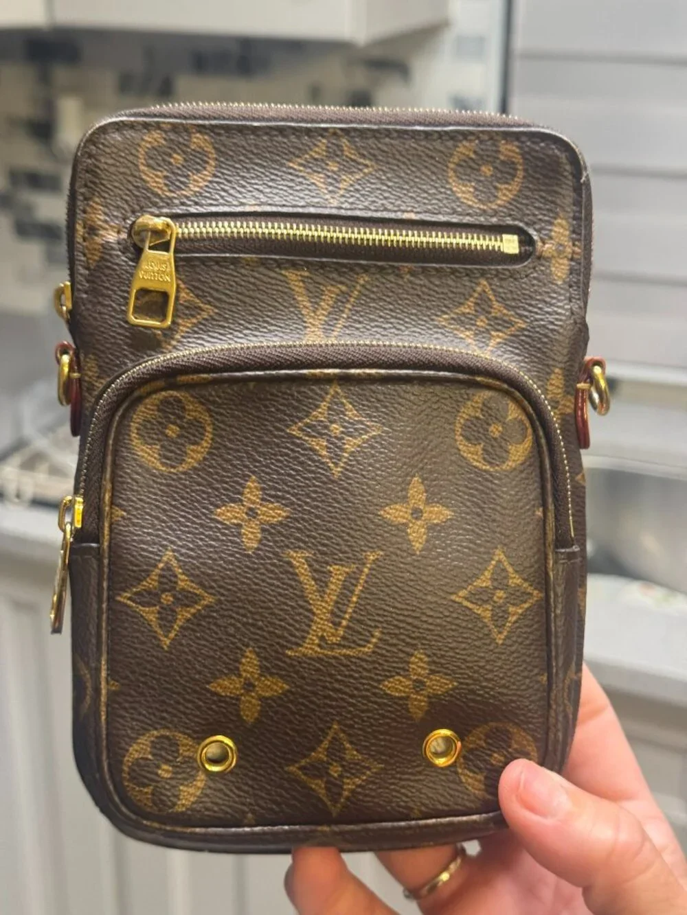 Louis Vuitton Monogram Crossbody Bag with 2 Straps.